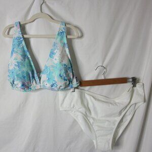 Shade & Shore xhilaration 2 Piece Bikini White Blue Lavender Size XL NWT